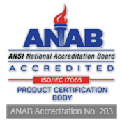 ANAB Accredited Product Certification Body, ANAB Accreditation No. 203